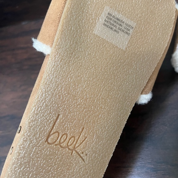NEW Beek Gallito MAs Sherling Almond Natural Brown Suede Slides Sandals 9 $300 - Picture 4 of 4